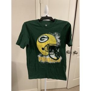 Boys NFL Green Bay Packers Football T-Shirt Helmet Graphic Sz L (14-16)